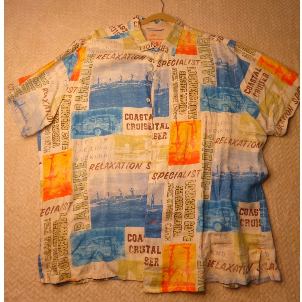 Tommy Bahama Linen Coastal Cruiser‎ Button Up Shirt Paradise Relaxation XXL